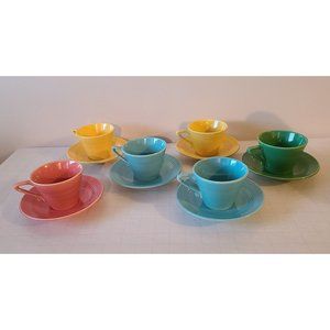 Homer Laughlin Harlequin Demitasse Cups and Saucers